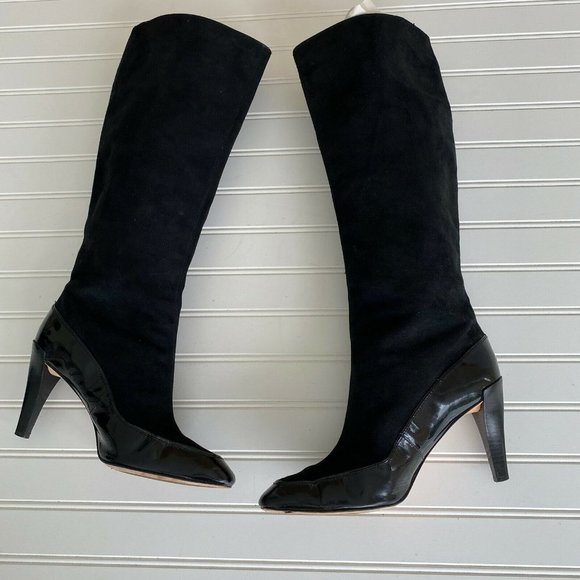 Diane Von Furstenberg Black Suede Knee High Boots 9.5 - Picture 6 of 11